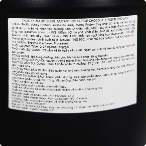 Mutant ISO SURGE 5lbs 2.27kg 73 Servings 7 MUTANT ISO SURGE 5LBS 2.27KG 73 SERVINGS