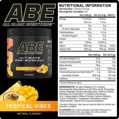 Applied ABE Pre-Workout 30 Servings 9 APPLIED ABE PRE-WORKOUT 30 SERVINGS